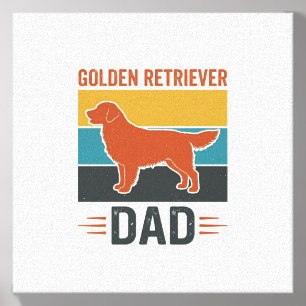 Golden Retriever Dad Vintage Dog Lover Vector Desi Canvas Photo Tile