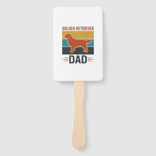 Golden Retriever Dad Vintage Dog Lover Vector Desi Hand Fan