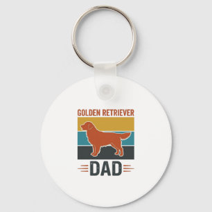 Golden Retriever Dad Vintage Dog Lover Vector Desi Keychain
