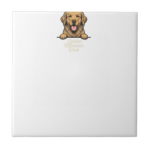 Golden Retriever Dad Vintage Engraving Ceramic Tile