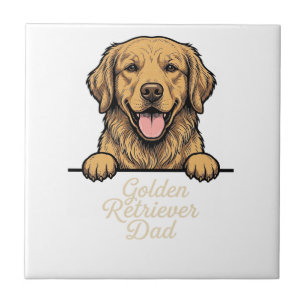 Golden Retriever Dad Vintage Engraving Ceramic Tile
