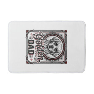Golden Retriever Dad Vintage Engraving Design_1 Bath Mat