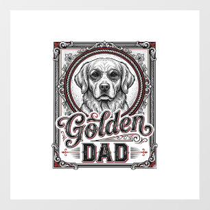 Golden Retriever Dad Vintage Engraving Design_1 Floor Decals