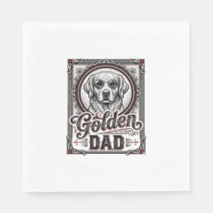 Golden Retriever Dad Vintage Engraving Design_1 Napkins