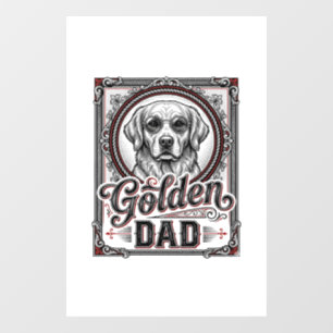 Golden Retriever Dad Vintage Engraving Design_1 Window Cling