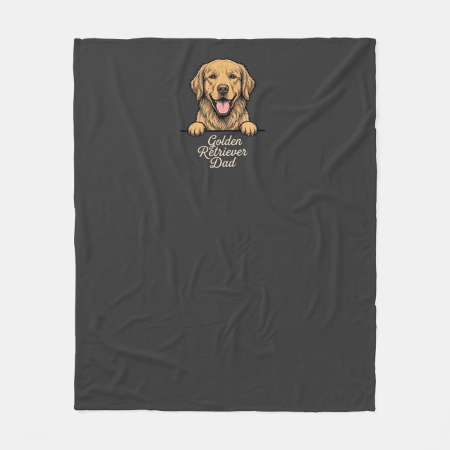 Golden Retriever Dad Vintage Engraving Fleece Blanket (Front)