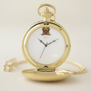 Golden Retriever Dad Vintage Engraving Pocket Watch