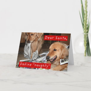Golden Retriever Define Naughty Christmas Holiday Card