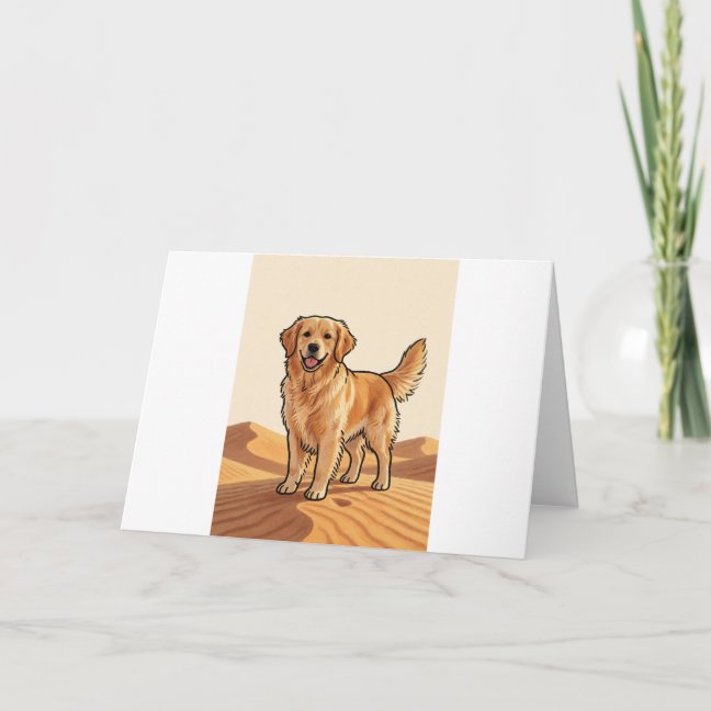 Golden Retriever Desert sunset dunes Greeting Card
