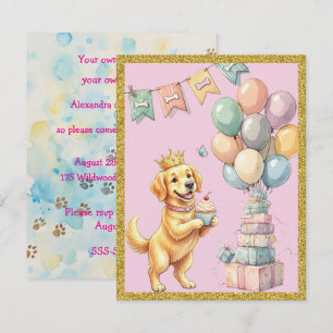 Golden Retriever Digital Download Party Invitation