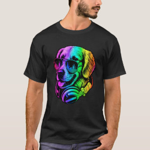 Golden Retriever DJ Headphones Retro Music Dog Lov T-Shirt