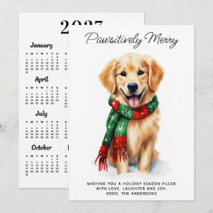 Golden Retriever Dog 2027 Calendar Cute Christmas Holiday Card