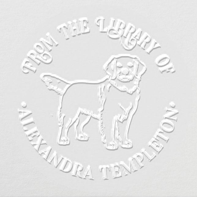 Golden Retriever Dog #2 Library Book Name Embosser (Design)