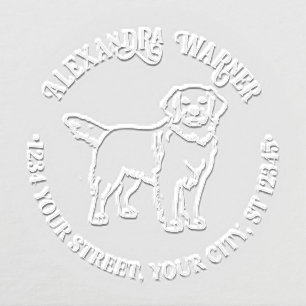Golden Retriever Dog #2 Name Return Address Embosser