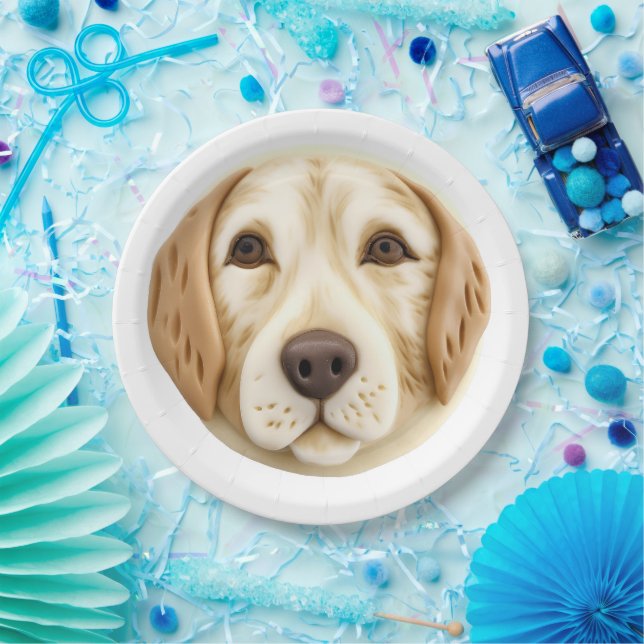 Golden Retriever Dog 3D Inspired Paper Plates (Party)