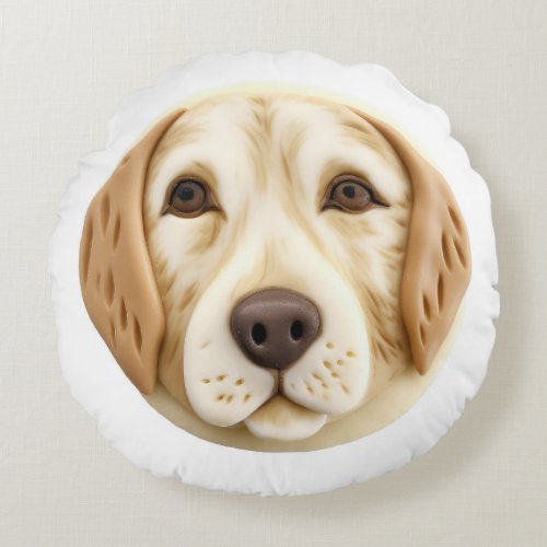 Golden Retriever Dog 3D Inspired Round Pillow