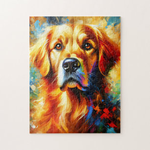Golden Retriever Dog Acrylic Print Colorful Jigsaw Puzzle