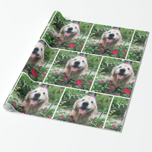 Golden Retriever Dog Among Flowers All Occasion Wrapping Paper