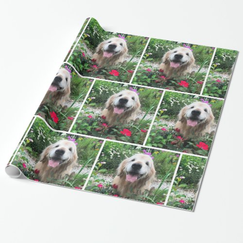 Golden Retriever Dog Among Flowers All Occasion Wrapping Paper