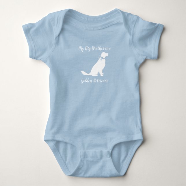 Golden Retriever Dog Baby Shower Blue Boy Baby Bodysuit (Front)