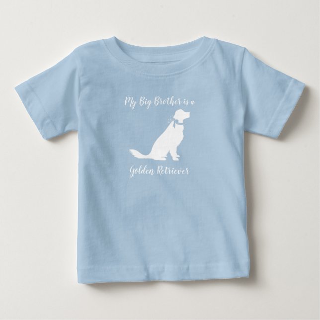 Golden Retriever Dog Baby Shower Blue Boy Baby T-Shirt (Front)
