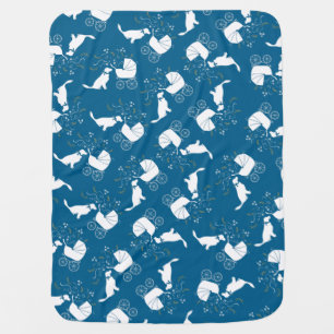 Golden Retriever Dog Baby Shower Blue Boy Blanket