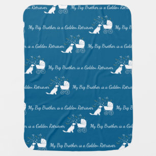 Golden Retriever Dog Baby Shower Blue Boy Blanket