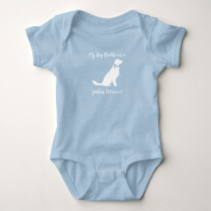 Golden Retriever Dog Baby Shower Blue Boy Bodysuit