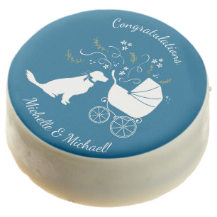 Golden Retriever Dog Baby Shower Blue Boy Chocolate Covered Oreo