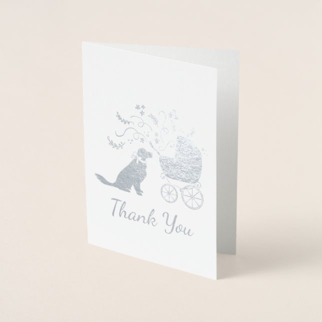 Golden Retriever Dog Baby Shower Blue Boy Foil Card (Front)