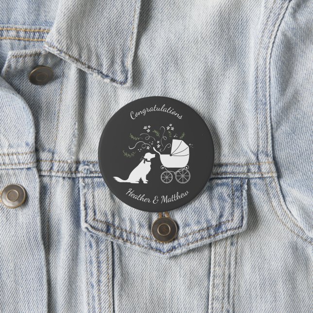 Golden Retriever Dog Baby Shower Button (In Situ)