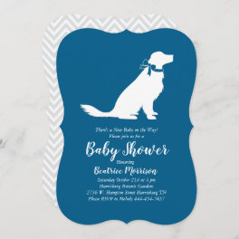 Golden Retriever Dog Baby Shower French Blue Boy Invitation