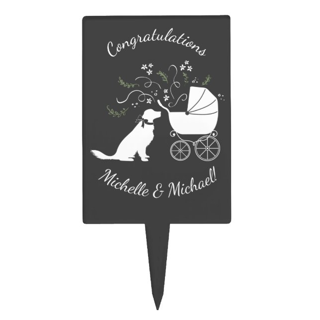 Golden Retriever Dog Baby Shower Gender Neutral Cake Topper (Front)