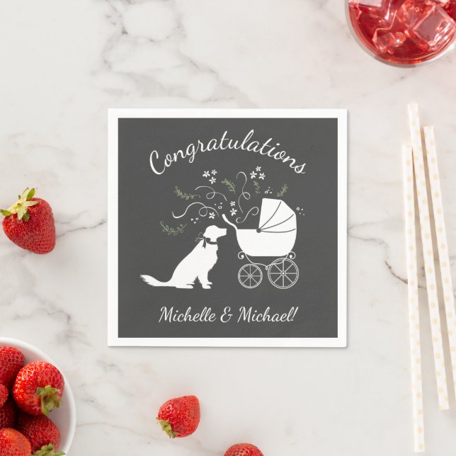 Golden Retriever Dog Baby Shower Gender Neutral Napkins (Insitu)