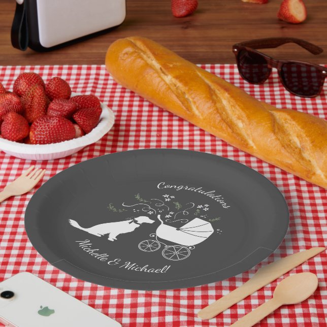 Golden Retriever Dog Baby Shower Gender Neutral Paper Plates (Picnic)