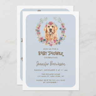 Golden Retriever Dog Baby Shower Invitation