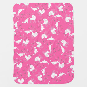Golden Retriever Dog Baby Shower Pink Baby Blanket