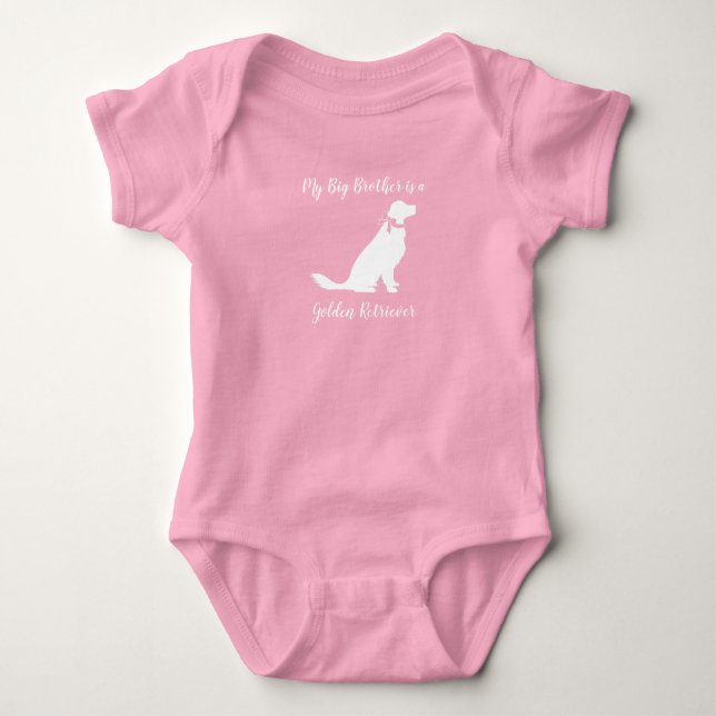 Golden Retriever Dog Baby Shower Pink Baby Bodysuit (Front)