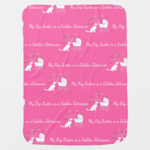 Golden Retriever Dog Baby Shower Pink Blanket