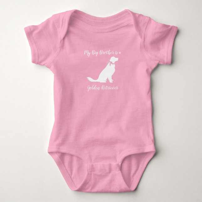 Golden Retriever Dog Baby Shower Pink Bodysuit (Front)