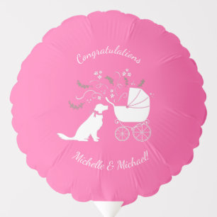 Golden Retriever Dog Baby Shower Pink Girl Balloon