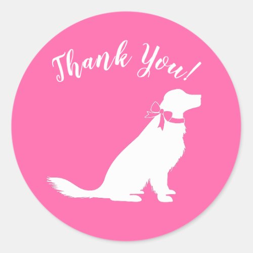 Golden Retriever Dog Baby Shower Pink Girl Classic Round Sticker