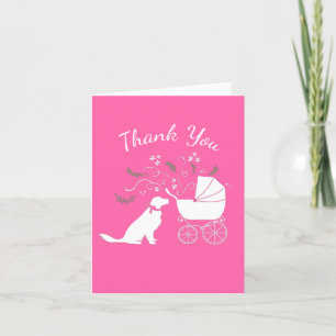 Golden Retriever Dog Baby Shower Pink Girl Letterpress Thank You Card