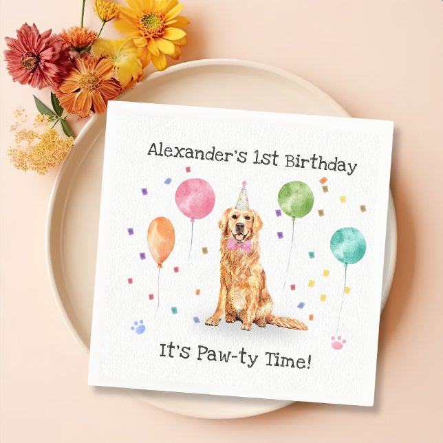 Golden Retriever Dog Birthday Party Napkins (Creator Uploaded)