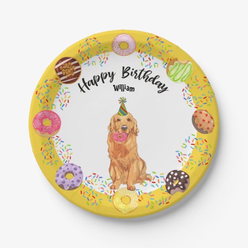 Golden Retriever Dog Birthday Party Paper Plate