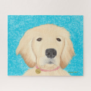 Golden Retriever Dog  Blue Water Jigsaw Puzzle