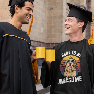 Golden Retriever Dog Born To Awesome Retro Sunset T-Shirt