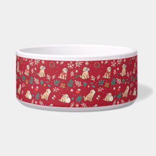 Golden Retriever Dog Bowl Christmas Cute Holiday