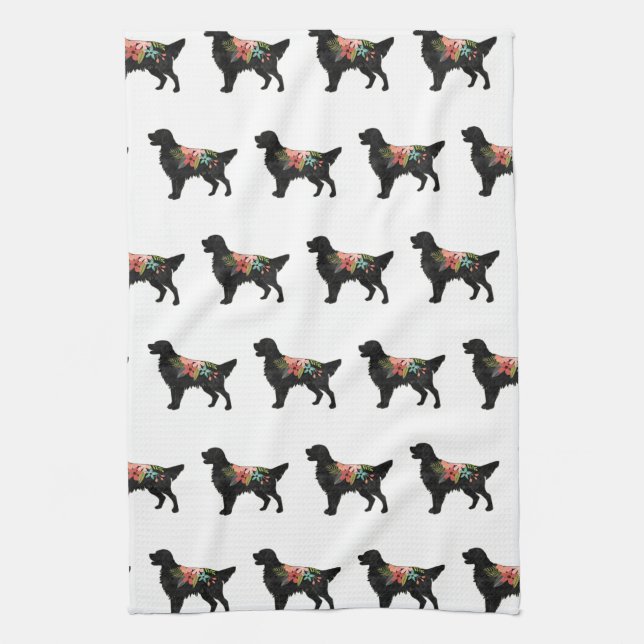 Golden Retriever Dog Breed Bohemian Floral Kitchen Towel (Vertical)