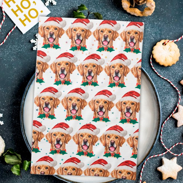 Golden Retriever Dog Breed Christmas Kitchen Towel (Creator Uploaded)